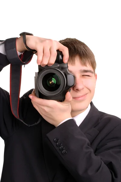 Подросток с камерой — стоковое фото