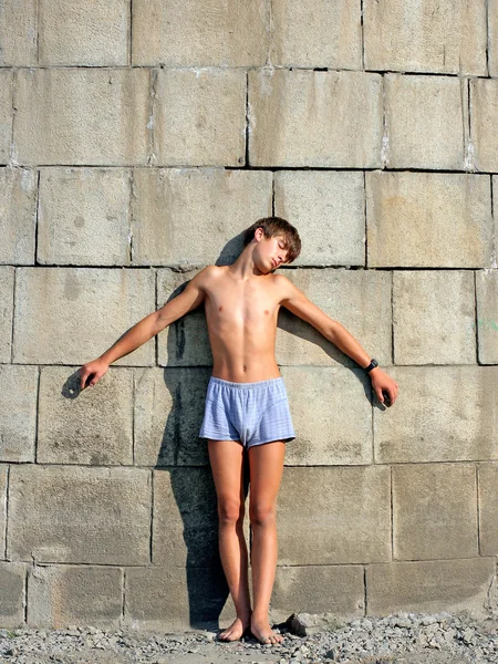 Adolescente da parete — Foto Stock