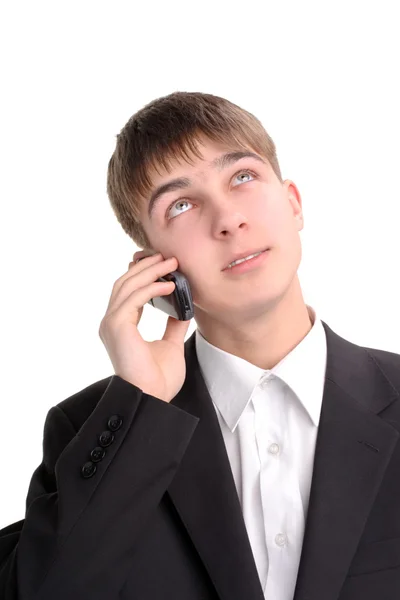Teenager speak phone — Stock Photo, Image