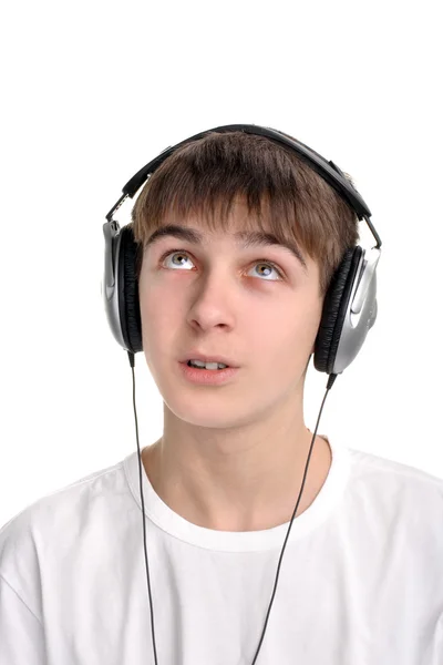 Adolescente em fones de ouvido — Fotografia de Stock