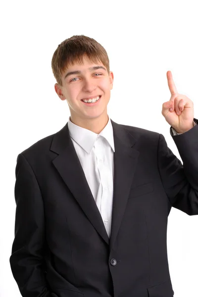 Teenager with finger up — Stock Photo, Image