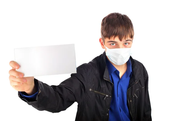 Teenager v masce chřipka — Stock fotografie