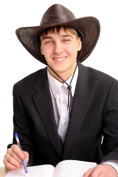 Student in stetson hoed — Stockfoto
