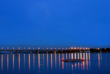 Night view on the bridge clipart