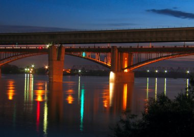 Night view on the bridge clipart