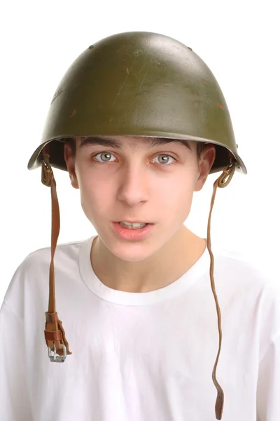 Teenager med hjelm – stockfoto