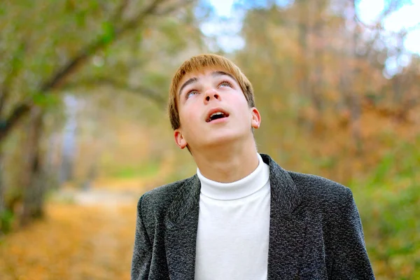 Teenager look upwards — Stock Photo, Image
