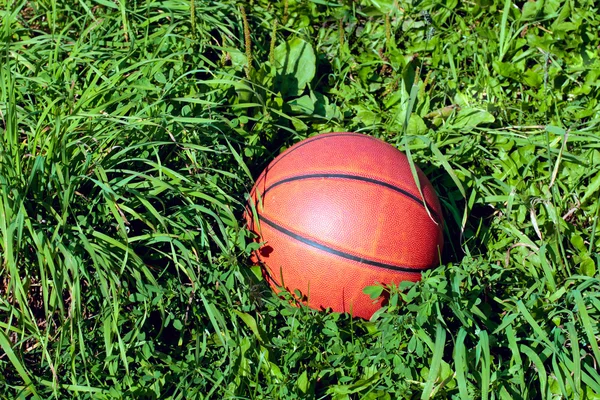 Basketball on the grass — Stock Photo, Image