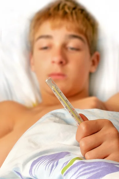 Boy With Thermometer — Stock Photo, Image