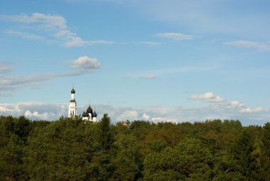 Russian orthodox church on skyline clipart