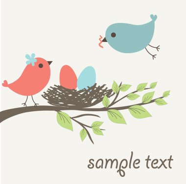 Birds family clipart