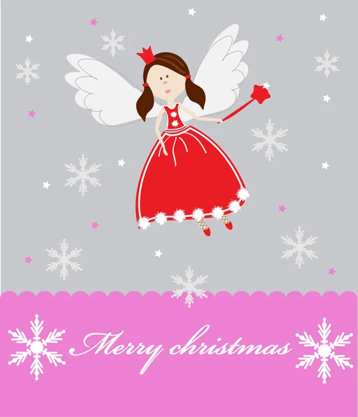Christmas card with fairy. — Stock Vector