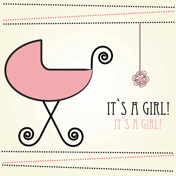Baby girl announcement card. — Stock Vector