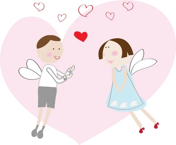 天使のカップル — ストックベクタ