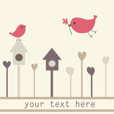 Birds and hearts. clipart