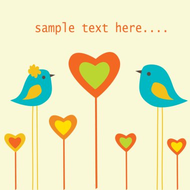 Birds and hearts tree. clipart