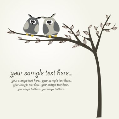 Grey owls on the tree. clipart