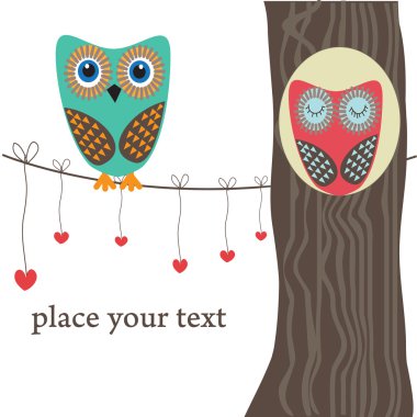 Owls on the tree. clipart