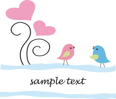 Birds and hearts. clipart