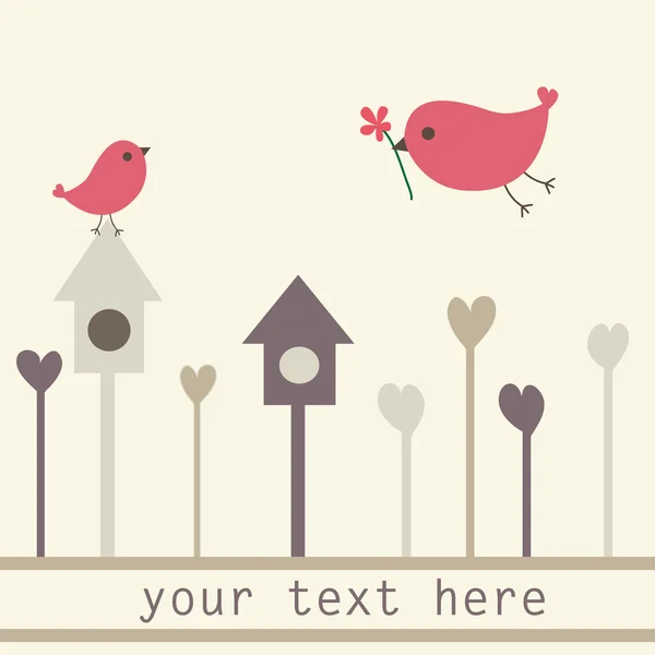 Oiseaux et cœurs . — Image vectorielle