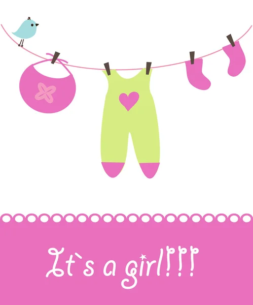 Κάρτα ανακοίνωσης του μωρού κοριτσιού. — Διανυσματικό Αρχείο