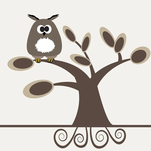 木の上のフクロウ. — ストックベクタ