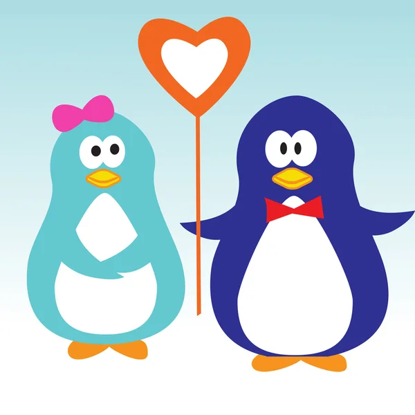 在爱中的企鹅夫妇 — 图库矢量图片
