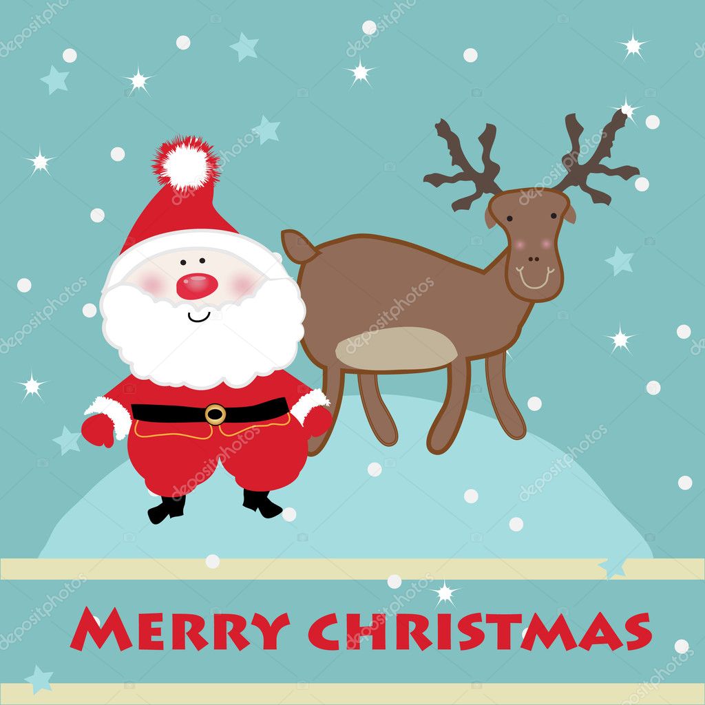 Santa And Reindeer. Vector. — Stock Vector © Mcherevan #1446810