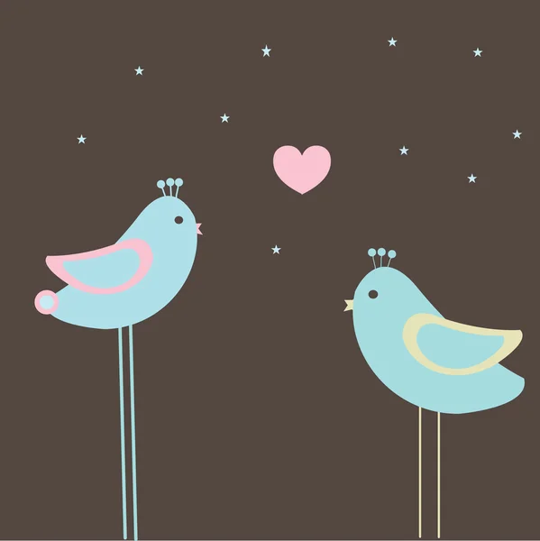 Vögel und Herz. — Stockvektor