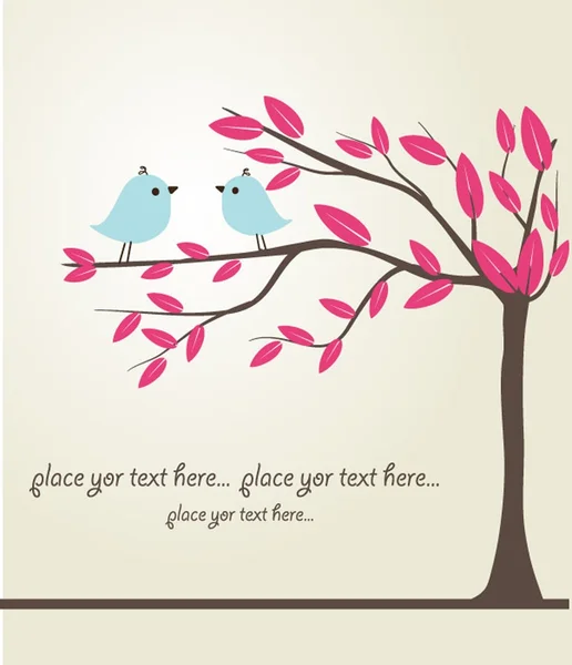 Oiseaux sur l'arbre. — Image vectorielle