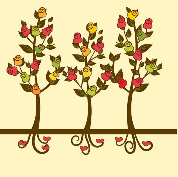 Hintergrund mit Rosenbäumen. — Stockvektor