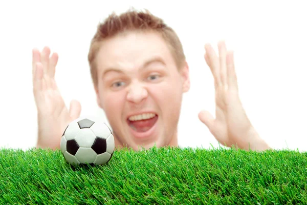 Desportista ou fã de futebol gritando no — Fotografia de Stock