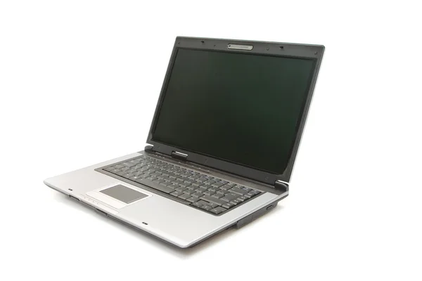 Stříbrný notebook na bílém pozadí — Stock fotografie