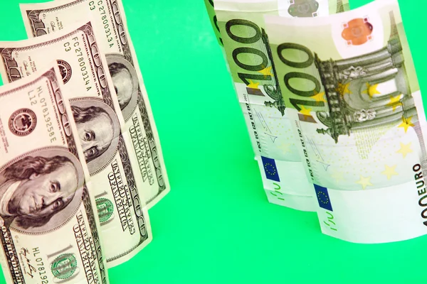 Euros y dólares — Foto de Stock