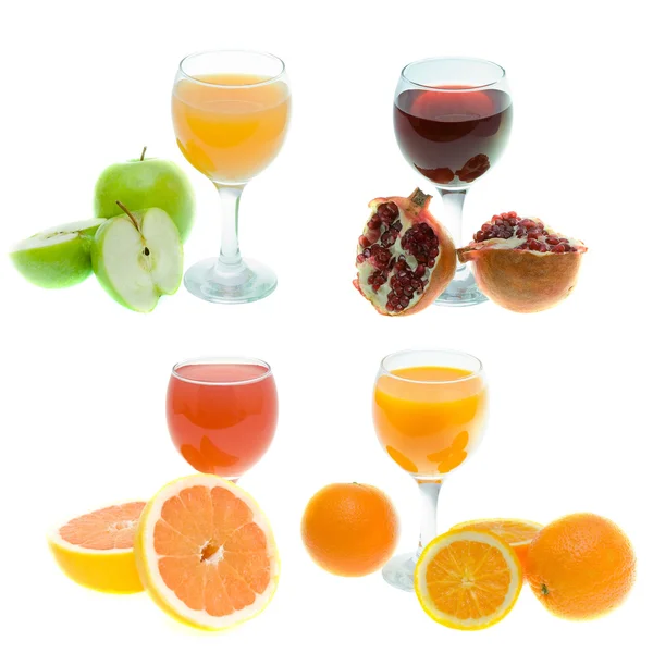 Diferentes jugos y frutas — Foto de Stock