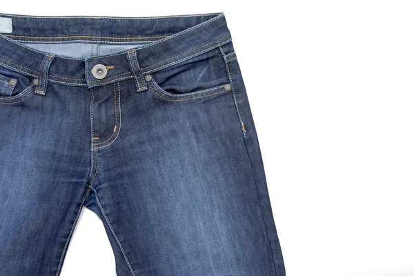 Fragment einer Jeans auf Weiß — Stockfoto