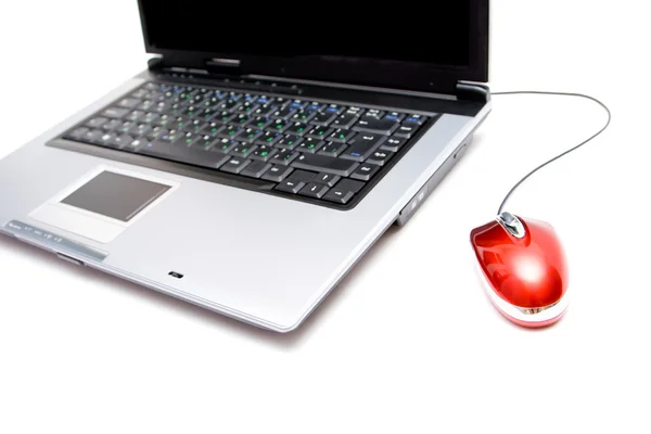 stock image Silver notebook with computer mouse