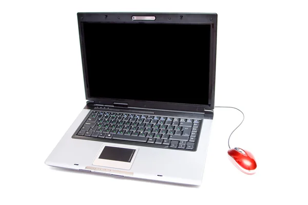 Ноутбук с компьютерной мышью — стоковое фото
