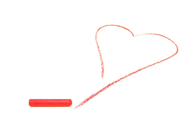 Pastel crayon draw of red heart — Stock Photo, Image