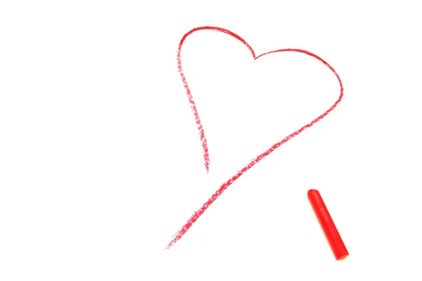 Pastellkrita dra av rött hjärta — Stockfoto