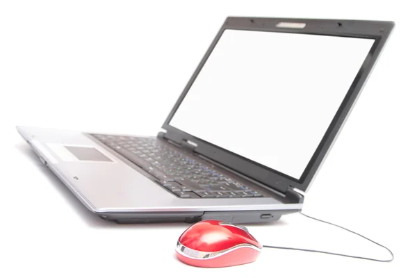 Персональний комп'ютер і червона миша — стокове фото