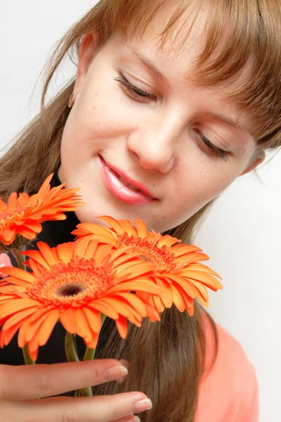 Woman and flower — Stock Photo, Image