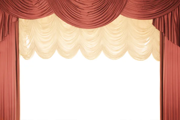 Rode podium gordijn met een tull — Stockfoto