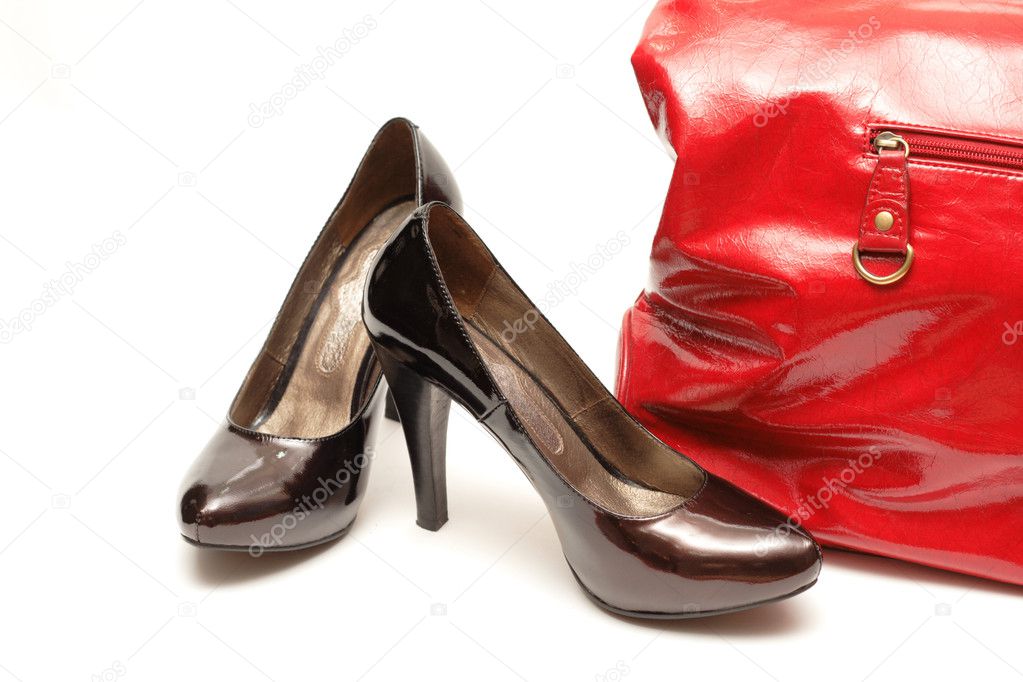 Women shoes and red handbag