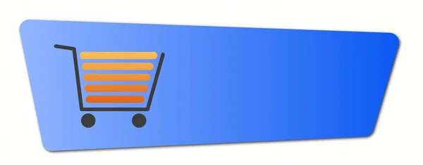 Blauwe winkelen kar knop — Stockfoto