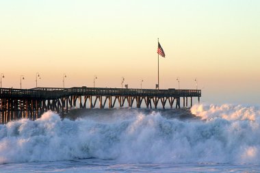 Ocean Wave Storm Pier clipart