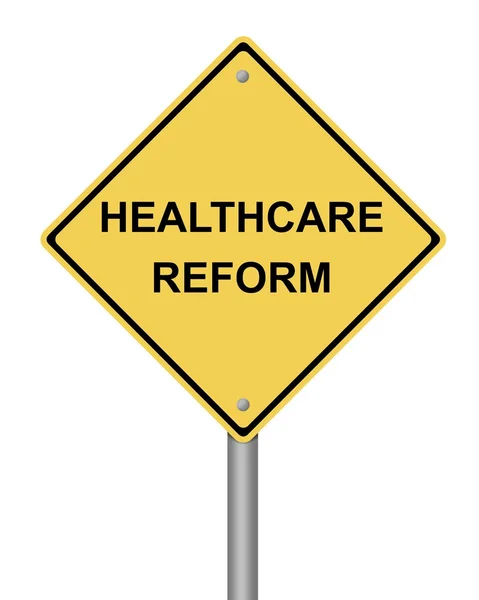 Reformy systemu opieki zdrowotnej znak ostrzegawczy — Zdjęcie stockowe