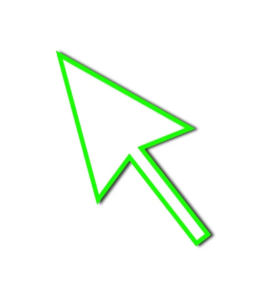 Стрелка курсора мыши зеленая линия — стоковое фото