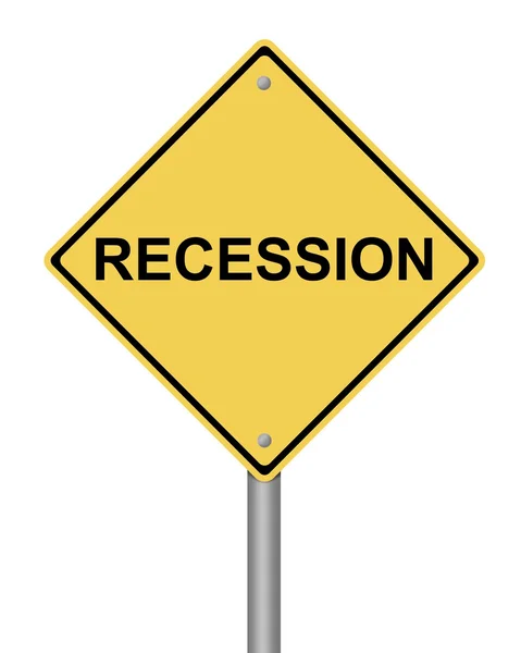 Uwaga znak recesji — Zdjęcie stockowe