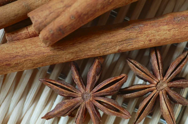 Cinnamon sticks with star-anise — Stock Photo, Image